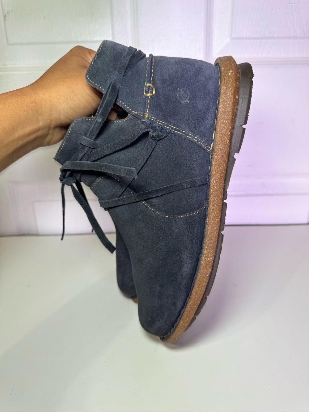 Børn Tarkiln Indigo Blue Suede Ankle Booties Side Zip Size 9.5 M / 41 EU - Picture 3 of 10